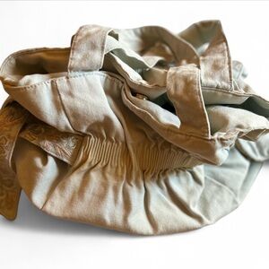 Y2K H&M Pale Blue Cottage Bag Pearlized Cream Embroidered Floral Details